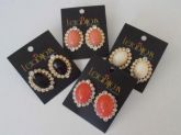 Brinco oval strass mais chaton